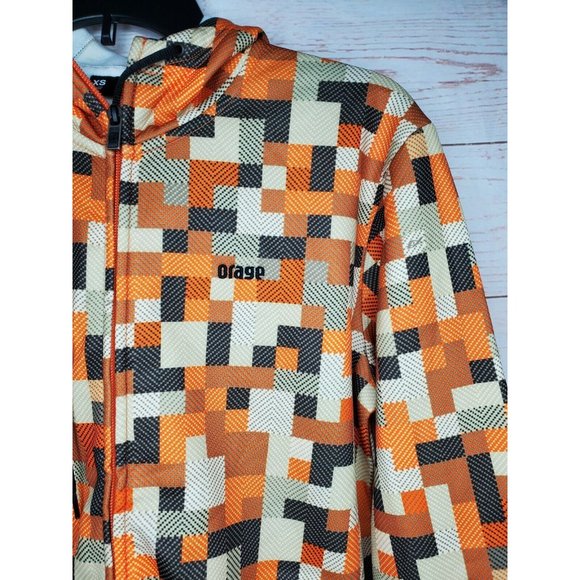 Rare Orage Color Block Full Zip Extra Small Unisex Hooded Drawstring Sweater - Picture 3 of 12